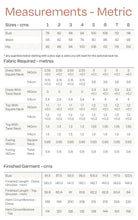 Load image into Gallery viewer, Aalto Top measurements table for sizes 1-8