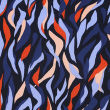 Load image into Gallery viewer, EcoVero Viscose Fabric with abstract flames print shown flat