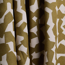Load image into Gallery viewer, Atelier Brunette's Ekko Viscose fabric hangs to show drape close-up, with an abstract blocks pattern print