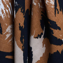 Load image into Gallery viewer, Atelier Brunette's Mira Viscose fabric hangs to show drape close-up, with an abstract brushstrokes pattern print