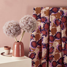 Load image into Gallery viewer, Abstract waterlily print on viscose fabric hangs by a table with vase