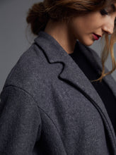 Load image into Gallery viewer, Close up detail of notched collar on The Coat