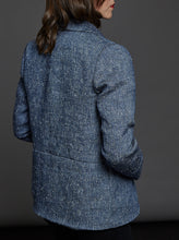 Load image into Gallery viewer, Back view of lady wearing blazer shows a horizontal waist seam