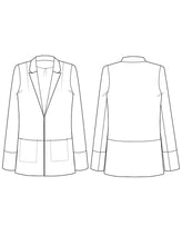 Load image into Gallery viewer, Technical Line Drawing front and back view of The Blazer by The Avid Seamstress