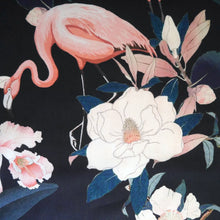 Load image into Gallery viewer, Cotton lawn fabric with floral and flamingo pattern