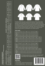 Load image into Gallery viewer, Friday Pattern Company's Butano Button Up Sewing Pattern Packaging, Back