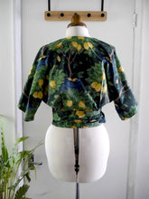 Load image into Gallery viewer, Back view of top on mannequin) made up of Citrus Orchard Cotton Lawn Fabric