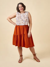Load image into Gallery viewer, Model wears Azure sleeveless top, with asymmetric above knee length skirt
