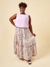 Load image into Gallery viewer, Model wears Azure sleeveless top with Azure asymmetric tiered skirt
