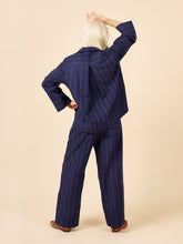 Load image into Gallery viewer, Back view of lady wearing pyjama set, shirt with inverted pleat detail from yoke