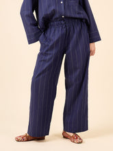 Load image into Gallery viewer, Lady wears pyjama bottoms, elasticated waist, wide leg