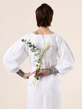 Load image into Gallery viewer, Back view of Jo Dress bodice shows a concealed zip fastening at centre-back