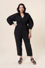 Load image into Gallery viewer, Lady wears a Jo Jumpsuit with croissant style sleeves