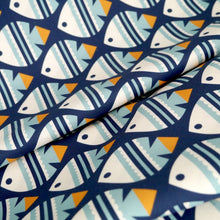 Load image into Gallery viewer, Cloud9 Fabrics Organic Cotton with fish print displayed in soft folds