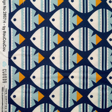 Load image into Gallery viewer, Cloud9 Fabrics Organic Cotton with fish print displayed flat