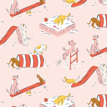 Load image into Gallery viewer, Digital flat print of cartoon dogs playing on playground apparatus