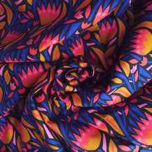 Load image into Gallery viewer, Organic cotton fabric with central swirl with bold flowers print