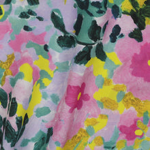 Load image into Gallery viewer, EcoVero viscose fabric with painted flowers print hangs