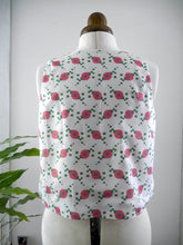 Load image into Gallery viewer, Back view of a sleeveless vest with digital floral geometric pattern, displayed on a mannequin.