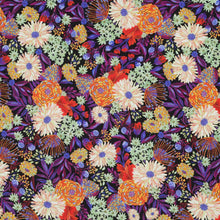 Load image into Gallery viewer, Eco Viscose fabric with a vibrant floral print lays flat