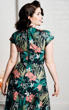 Load image into Gallery viewer, Back view of model wearing a cap-sleeve dress, with centre-back zip