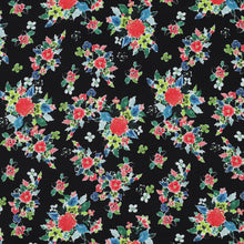 Load image into Gallery viewer, Eco Viscose Fabric shown flat, with a print of felt-tip drawn flowers