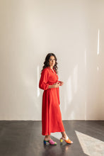 Load image into Gallery viewer, Lady wears the Saturday Skirt Set wrap top and midi skirt