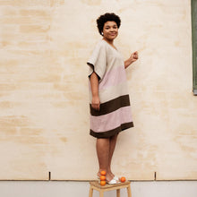 Load image into Gallery viewer, Lady wears a striped tunic dress