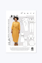 Load image into Gallery viewer, Named Clothing Lilja Sewing Pattern Envelope Front with photo of lady wearing Dress version