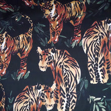 Load image into Gallery viewer, Watercolour Tigers printed on a plain backdrop on cotton fabric
