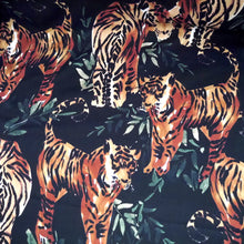 Load image into Gallery viewer, Watercolour Tigers printed on a plain backdrop on cotton fabric
