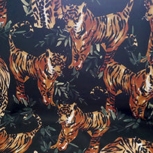 Load image into Gallery viewer, Watercolour Tigers printed on a plain backdrop on cotton fabric