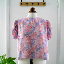 Load image into Gallery viewer, Short puff sleeve blouse made with Nenuphar Viscose fabric on mannequin