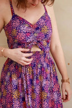 Load image into Gallery viewer, Close up of lady wearing strappy v-neck dress made up in Artifice Viscose fabric