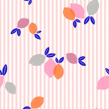 Load image into Gallery viewer, Flat digital print of groups of lemons on a stripey background