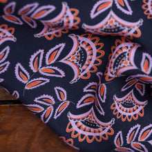 Load image into Gallery viewer, A floral print viscose fabric drapes on table