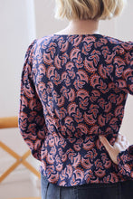 Load image into Gallery viewer, Back view of lady wearing a blouse made up in Pashmina Viscose floral print fabric