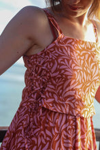 Load image into Gallery viewer, Side view of lady wearing a laced up strappy bodice, made up in Lianes Viscose fabric