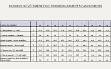 Load image into Gallery viewer, Finished Garment Measurements Chart