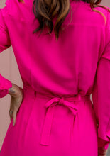 Load image into Gallery viewer, Back view of Soho dress, waist tie detail with belt loops