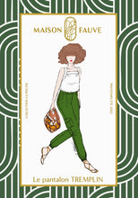 Load image into Gallery viewer, Maison Fauve Tremplin Trousers Sewing Pattern Packaging Box cover features an illustration of lady wearing Tremplin cargo trousers.