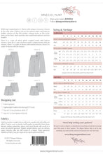 Load image into Gallery viewer, Megan Nielsen's Flint Pants Sewing Pattern Envelope back view, shows measurements charts and line drawings