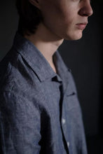 Load image into Gallery viewer, Close up view of model wearing a collared shirt