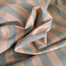Load image into Gallery viewer, Striped, organic cotton and linen blend fabric, displayed crumpled