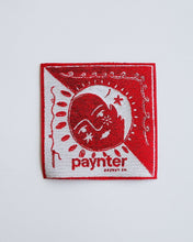 Load image into Gallery viewer, Square embroidered patch with a sun and moon design above the Paynter text logo