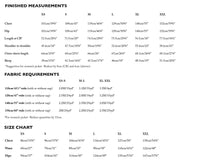 Load image into Gallery viewer, The Paynter Field Jacket Sewing Pattern Measurements Chart