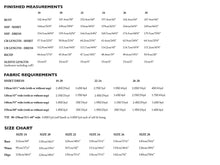 Load image into Gallery viewer, Scout Sewing Pattern Measurements Chart for Sizes 18-28