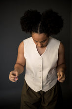 Load image into Gallery viewer, Lady wears a soft waistcoat with welt pockets
