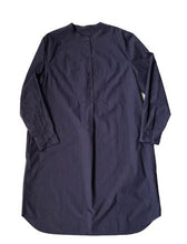 Load image into Gallery viewer, Niven shirt with bibbed front, grandad collar and long sleeves displayed flat on a contrasting colour background