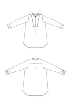 Load image into Gallery viewer, Line drawings of the Niven shirt, front and back views
